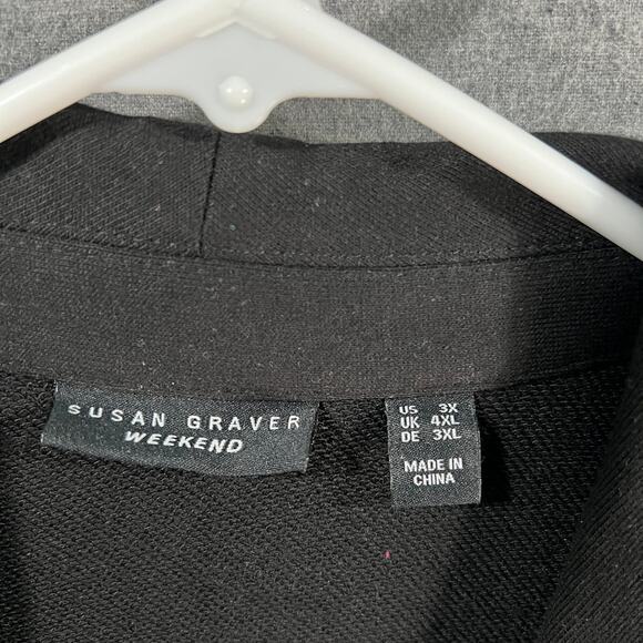 Susan Graver Weekend Regular Marina Knit Blazer Black, Size 3X - Picture 3 of 9